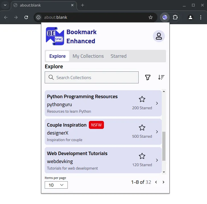 Bookmark Enhanced Sync Browser Extension